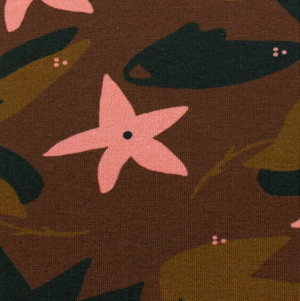 Jersey - free fallin´ Blumen & Blätter - braun - free fallin` by brinarina - Swafing